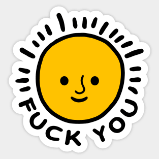 Have a good day and fuck you! Sun emoji with face and text Sticker